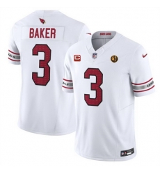 Men Arizona Cardinals 3 Budda Baker White 2023 F U S E With 4 Star C Patch And With John Madden Patch Vapor Limited Stitched Football Jersey Men Arizona Cardinals 3 Budda Baker White 2023 F U S E With 4 Star C Patch And With John Madden Patch Vapor Limited Stitched Football Jersey