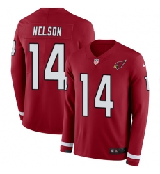 Nike Cardinals #14 J J Nelson Red Team Color Men Stitched NFL Limited Therma Long Sleeve Jersey Nike Cardinals #14 J J Nelson Red Team Color Men Stitched NFL Limited Therma Long Sleeve Jersey