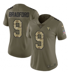 Nike Cardinals #9 Sam Bradford Olive Camo Womens Stitched NFL Limited 2017 Salute to Service Jersey Nike Cardinals #9 Sam Bradford Olive Camo Womens Stitched NFL Limited 2017 Salute to Service Jersey