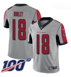 Falcons 18 Calvin Ridley Silver Men Stitched Football Limited Inverted Legend 100th Season Jersey Falcons 18 Calvin Ridley Silver Men Stitched Football Limited Inverted Legend 100th Season Jersey