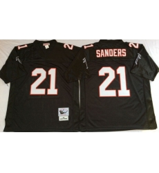 Men Atlanta Falcons 21 Deion Sanders Black M&N Throwback Jersey Men Atlanta Falcons 21 Deion Sanders Black M&N Throwback Jersey