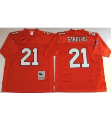 Men Atlanta Falcons 21 Deion Sanders Red M&N Throwback Jersey Men Atlanta Falcons 21 Deion Sanders Red M&N Throwback Jersey