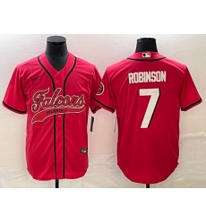 Men Atlanta Falcons 7 Bijan Robinson Red With Patch Cool Base Stitched Baseball Jersey Men Atlanta Falcons 7 Bijan Robinson Red With Patch Cool Base Stitched Baseball Jersey
