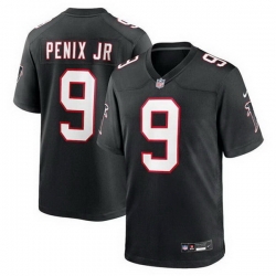 Men Atlanta Falcons 9 Michael Penix Jr  Black Alternate Stitched Game Jersey