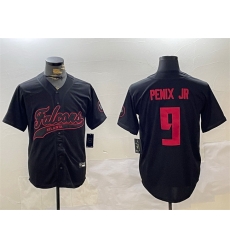 Men Atlanta Falcons 9 Michael Penix Jr Black With Patch Cool Base Stitched Baseball Jersey Men Atlanta Falcons 9 Michael Penix Jr Black With Patch Cool Base Stitched Baseball Jersey