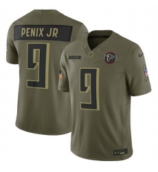 Men Atlanta Falcons 9 Michael Penix Jr Olive 2025 Salute to Service Limited Stitched Football Jersey Men Atlanta Falcons 9 Michael Penix Jr Olive 2025 Salute to Service Limited Stitched Football Jersey