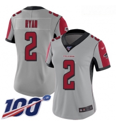 Falcons #2 Matt Ryan Silver Women Stitched Football Limited Inverted Legend 100th Season Jersey Falcons #2 Matt Ryan Silver Women Stitched Football Limited Inverted Legend 100th Season Jersey