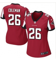 Women Nike Falcons #26 Tevin Coleman Red Team Color Stitched NFL Elite Jersey Women Nike Falcons #26 Tevin Coleman Red Team Color Stitched NFL Elite Jersey