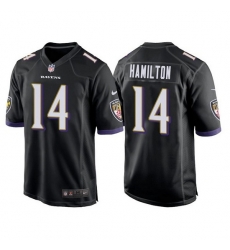Men Baltimore Ravens 14 Kyle Hamilton Black Stitched Game jersey Men Baltimore Ravens 14 Kyle Hamilton Black Stitched Game jersey
