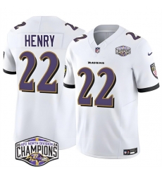 Men Baltimore Ravens 22 Derrick Henry White F U S E 2024 AFC North Division Champions Vapor Limited Football Jersey Men Baltimore Ravens 22 Derrick Henry White F U S E 2024 AFC North Division Champions Vapor Limited Football Jersey