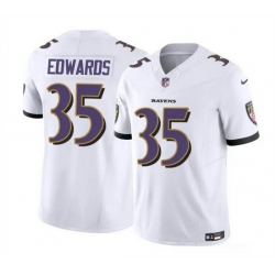 Men Baltimore Ravens 35 Gus Edwards White 2023 F U S E  Vapor Limited Football Jersey