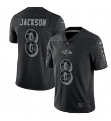 Men Baltimore Ravens 8 Lamar Jackson Black Reflective Limited Stitched Football Jersey Men Baltimore Ravens 8 Lamar Jackson Black Reflective Limited Stitched Football Jersey