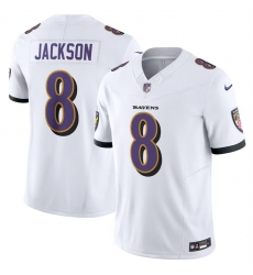 Men Baltimore Ravens 8 Lamar Jackson White 2023 F U S E Vapor Jersey Men Baltimore Ravens 8 Lamar Jackson White 2023 F U S E Vapor Jersey