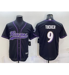 Men Baltimore Ravens 9 Justin Tucker Black With Patch Cool Base Stitched Baseball Jersey Men Baltimore Ravens 9 Justin Tucker Black With Patch Cool Base Stitched Baseball Jersey