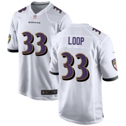 Men Baltimore Ravens Tyler Loop #33 White F U S E Stitched NFL Jersey
