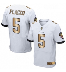 Mens Nike Baltimore Ravens 5 Joe Flacco Elite WhiteGold NFL Jersey Mens Nike Baltimore Ravens 5 Joe Flacco Elite WhiteGold NFL Jersey