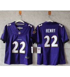 Women Baltimore Ravens 22 Derrick Henry purple Vapor Football Jersey 