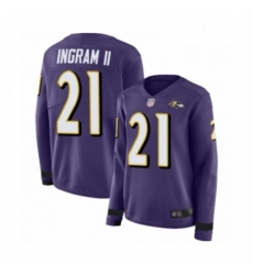 Womens Baltimore Ravens 21 Mark Ingram II Limited Purple Therma Long Sleeve Football Jersey Womens Baltimore Ravens 21 Mark Ingram II Limited Purple Therma Long Sleeve Football Jersey
