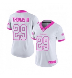 Womens Baltimore Ravens 29 Earl Thomas III Limited White Pink Rush Fashion Football Jersey Womens Baltimore Ravens 29 Earl Thomas III Limited White Pink Rush Fashion Football Jersey