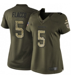 Womens Nike Baltimore Ravens 5 Joe Flacco Elite Green Salute to Service NFL Jersey Womens Nike Baltimore Ravens 5 Joe Flacco Elite Green Salute to Service NFL Jersey