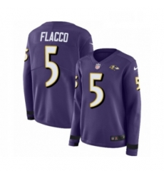 Womens Nike Baltimore Ravens 5 Joe Flacco Limited Purple Therma Long Sleeve NFL Jersey Womens Nike Baltimore Ravens 5 Joe Flacco Limited Purple Therma Long Sleeve NFL Jersey