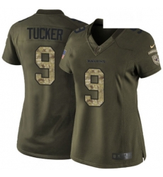 Womens Nike Baltimore Ravens 9 Justin Tucker Elite Green Salute to Service NFL Jersey Womens Nike Baltimore Ravens 9 Justin Tucker Elite Green Salute to Service NFL Jersey