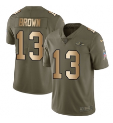 Nike Ravens #13 John Brown Olive Gold Youth Stitched NFL Limited 2017 Salute to Service Jersey Nike Ravens #13 John Brown Olive Gold Youth Stitched NFL Limited 2017 Salute to Service Jersey