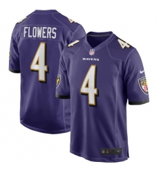 Youth Baltimore Ravens 4 Zay Flowers Purple Stitched Game Jersey Youth Baltimore Ravens 4 Zay Flowers Purple Stitched Game Jersey