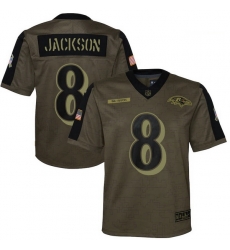 Youth Baltimore Ravens Lamar Jackson Nike Olive 2021 Salute To Service Game Jersey Youth Baltimore Ravens Lamar Jackson Nike Olive 2021 Salute To Service Game Jersey