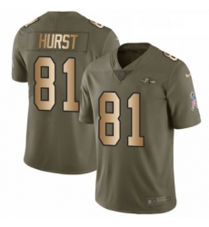 Youth Nike Baltimore Ravens 81 Hayden Hurst Limited Olive Gold Salute to Service NFL Jersey Youth Nike Baltimore Ravens 81 Hayden Hurst Limited Olive Gold Salute to Service NFL Jersey