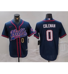 Men Buffalo Bills 0 Keon Coleman Navy With Patch Cool Base Stitched Baseball Jersey 2 Men Buffalo Bills 0 Keon Coleman Navy With Patch Cool Base Stitched Baseball Jersey 2