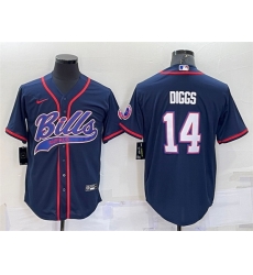 Men Buffalo Bills 14 Stefon Diggs Navy With Patch Cool Base Stitched Baseball Jersey Men Buffalo Bills 14 Stefon Diggs Navy With Patch Cool Base Stitched Baseball Jersey