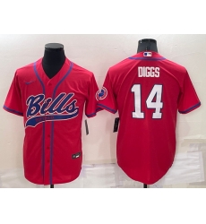 Men Buffalo Bills 14 Stefon Diggs Red Cool Base Stitched Baseball Jersey Men Buffalo Bills 14 Stefon Diggs Red Cool Base Stitched Baseball Jersey