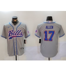 Men Buffalo Bills 17 Josh Allen Grey Team Cool Base Stitched Baseball Jersey 1 Men Buffalo Bills 17 Josh Allen Grey Team Cool Base Stitched Baseball Jersey 1