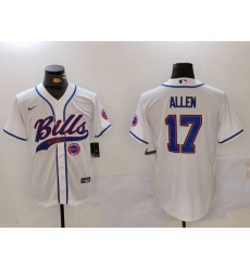 Men Buffalo Bills 17 Josh Allen White Cool Base Stitched Baseball Jersey Men Buffalo Bills 17 Josh Allen White Cool Base Stitched Baseball Jersey