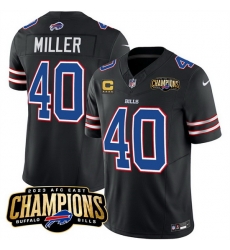 Men Buffalo Bills 40 Von Miller Black 2023 F U S E AFC East Champions With 4 Star C Ptach Stitched Football Jersey Men Buffalo Bills 40 Von Miller Black 2023 F U S E AFC East Champions With 4 Star C Ptach Stitched Football Jersey