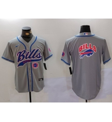 Men Buffalo Bills Grey Team Big logo Cool Base Stitched Baseball Jersey Men Buffalo Bills Grey Team Big logo Cool Base Stitched Baseball Jersey