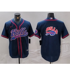 Men Buffalo Bills Navy Team Big Logo With Patch Cool Base Stitched Baseball Jersey Men Buffalo Bills Navy Team Big Logo With Patch Cool Base Stitched Baseball Jersey