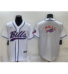 Men Buffalo Bills White Team Big Logo With Patch Cool Base Stitched Baseball Jersey Men Buffalo Bills White Team Big Logo With Patch Cool Base Stitched Baseball Jersey