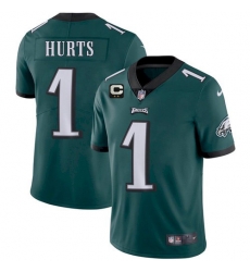 Men's Eagles 2022 #1 Jalen Hurts Green With 2-star C Patch Vapor Untouchable Limited Stitched NFL Jersey Men's Eagles 2022 #1 Jalen Hurts Green With 2-star C Patch Vapor Untouchable Limited Stitched NFL Jersey