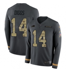 Nike Bills 14 Stefon Diggs Anthracite Salute to Service Men Stitched NFL Limited Therma Long Sleeve Jersey Nike Bills 14 Stefon Diggs Anthracite Salute to Service Men Stitched NFL Limited Therma Long Sleeve Jersey