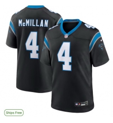 Men   Carolina Panthers 4 Tetairoa McMillan Black Limited Stitched Jersey