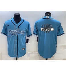 Men Carolina Panthers Blue Team Big Logo With Patch Cool Base Stitched Baseball Jersey Men Carolina Panthers Blue Team Big Logo With Patch Cool Base Stitched Baseball Jersey