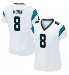 Women Carolina Panthers #8 Jaycee Horn White Stitched Football Limited Jersey Women Carolina Panthers #8 Jaycee Horn White Stitched Football Limited Jersey