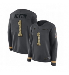 Womens Nike Carolina Panthers 1 Cam Newton Limited Black Salute to Service Therma Long Sleeve NFL Jersey Womens Nike Carolina Panthers 1 Cam Newton Limited Black Salute to Service Therma Long Sleeve NFL Jersey