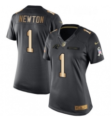 Womens Nike Carolina Panthers 1 Cam Newton Limited BlackGold Salute to Service NFL Jersey Womens Nike Carolina Panthers 1 Cam Newton Limited BlackGold Salute to Service NFL Jersey