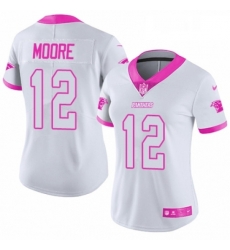 Womens Nike Carolina Panthers 12 DJ Moore Limited WhitePink Rush Fashion NFL Jersey Womens Nike Carolina Panthers 12 DJ Moore Limited WhitePink Rush Fashion NFL Jersey