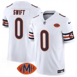 Men Chicago Bears 0 D 27Andre Swift White 2025 F U S E  With VMH Patch Vapor Untouchable Limited Stitched Football Jersey