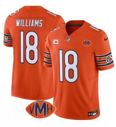 Men Chicago Bears 18 Caleb Williams Orange 2025 F U S E  With 1 Star C Patch And VMH Patch Vapor Untouchable Limited Stitched Football Jersey