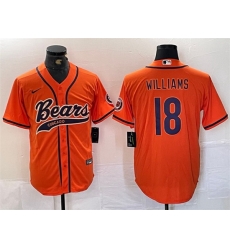 Men Chicago Bears 18 Caleb Williams Orange With Patch Cool Base Stitched Baseball Jersey Men Chicago Bears 18 Caleb Williams Orange With Patch Cool Base Stitched Baseball Jersey